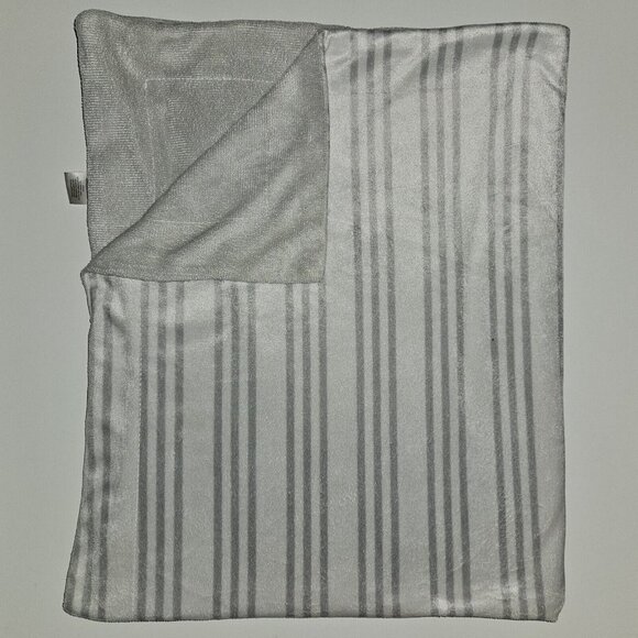 Lila & Jack Baby Blanket Gray White Stripe Lovey Fleece Silver Reversible 32x38